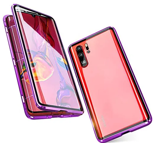 Jonwelsy - Cover per Huawei P30 Pro, con chiusura magnetica a 360 gradi, in metallo, con p...