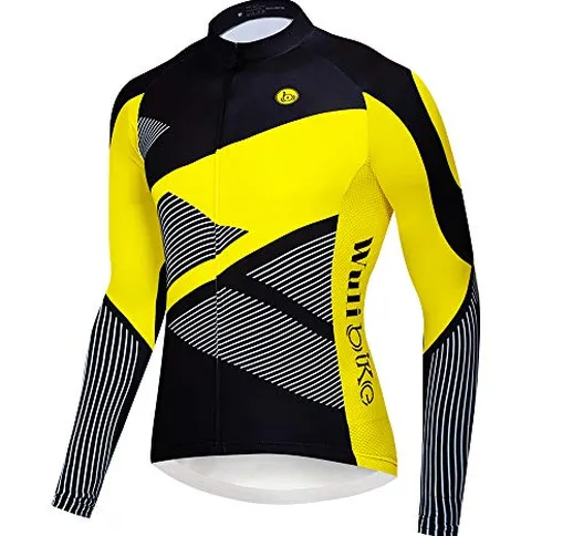 logas Maglia Ciclismo Uomo Abbigliamento MTB Manica Lunga Maglietta Bici con Tasche