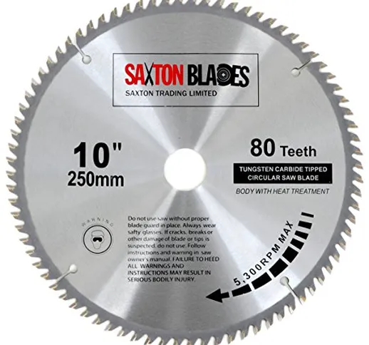 Saxton TCT Lama per sega circolare, 250 x 30 mm x 80 denti, per Bosch Makita, ecc, si adat...
