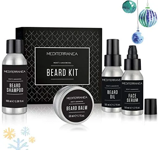 Mediterranea - Cofanetto Kit da Barba Uomo - Idea Regalo Beauty - Shampoo Barba, Balsamo,...