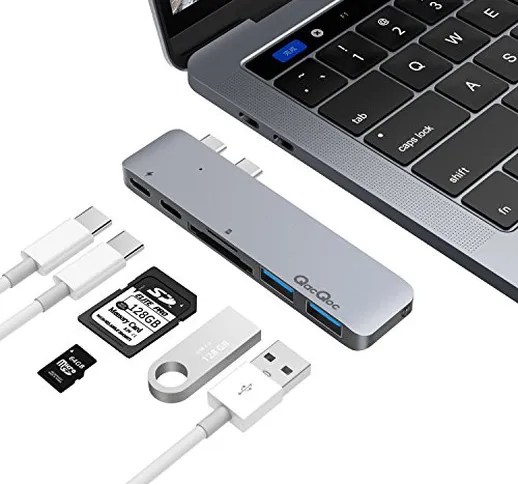 QacQoc Adattatore USB c hub con Thunderbolt 3,Tipo C,USB 3.0 Ideale per MacBook PRO 2016/2...