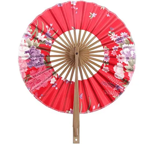 Beito Floral Ventaglio Pieghevole a Mano di Seta di bambù Giapponese Cherry Windmill Fan V...