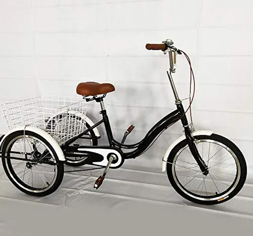 DIFU 20" 3 ruote triciciclo adulto triciclo per anziani bici per lo shopping bici per anzi...
