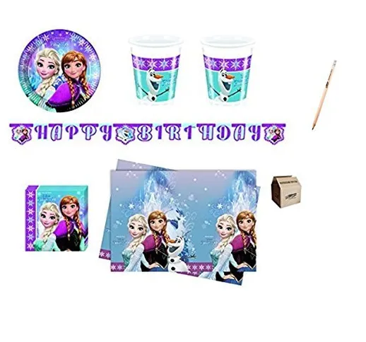 Procos IRPot - Kit Coordinato Compleanno Bambina Principessa Frozen con Ghirlanda Set 90 P...
