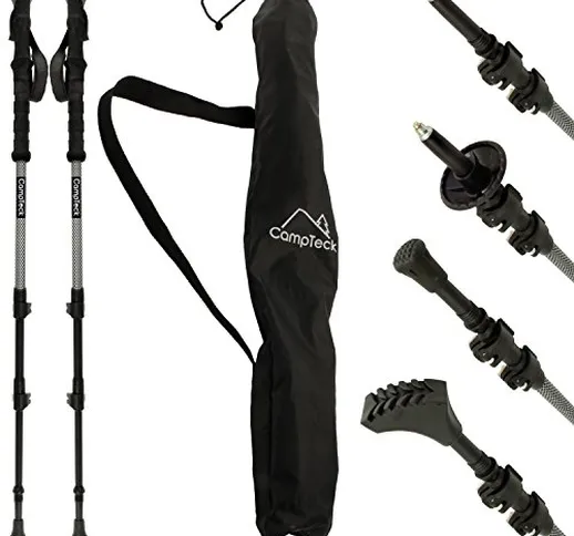 CampTeck U4650 Coppia di Bastoncini Telescopici Anti-Shock di Carbonio Nordic Walking Trek...