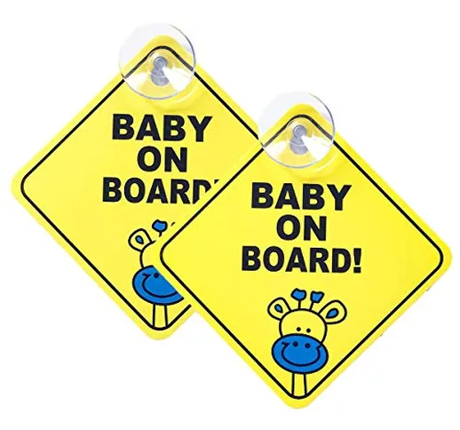 Wildauto Bimbo a Bordo Baby on Board Sign con Ventosa,Adesivi Baby per Macchina,Sfondo Gia...