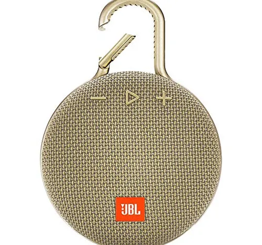 JBL Clip 3 - Altoparlante Bluetooth portatile, impermeabile, colore: Sabbia