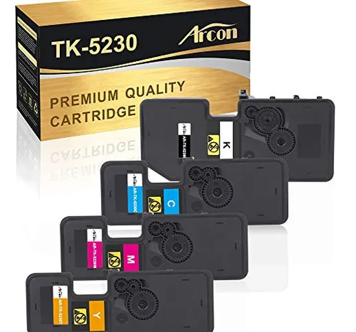 Arcon 4 cartucce toner compatibili di ricambio per Kyocera TK-5230K TK-5230C TK-5230M TK-5...