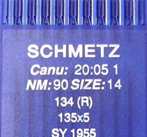 schmetz, 10 aghi con testa rotonda per macchina da cucire, sistema 134 (R) Industriale, mi...
