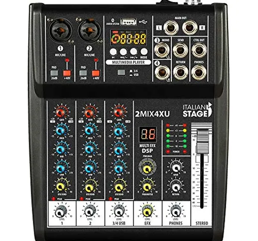 MIXER PER KARAOKE 4 canali + Lettore MP3 + USB + Bluetooth + Effetti voce