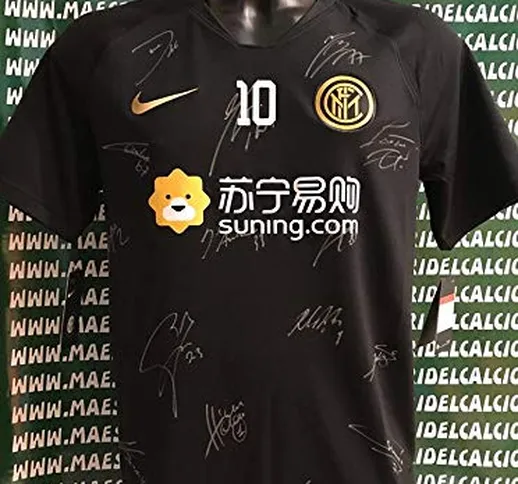 MAESTRI DEL CALCIO Maglia Allenamento Nero Oro “Lautaro 10” Autografata F.C. Inter 2019/20...