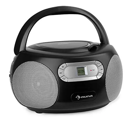 AUNA Haddaway - Boombox, Lettore CD, CD Player, Bluetooth, Sintonizzatore radio FM, Ingres...
