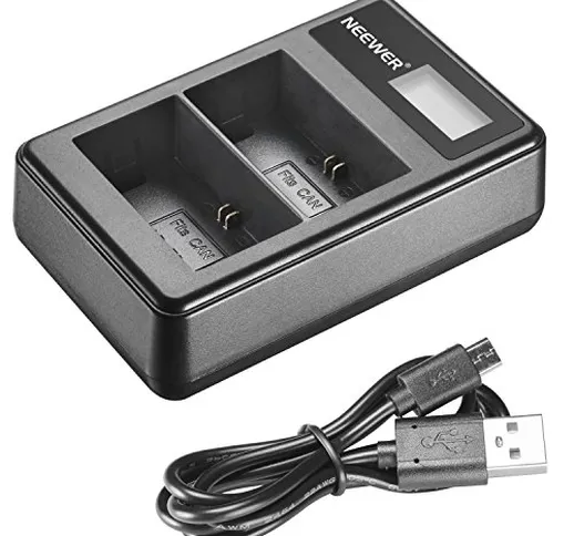 Neewer Caricabatterie Doppio a USB con Display LED per Batteria Canon LP-E6,Reflex Digital...