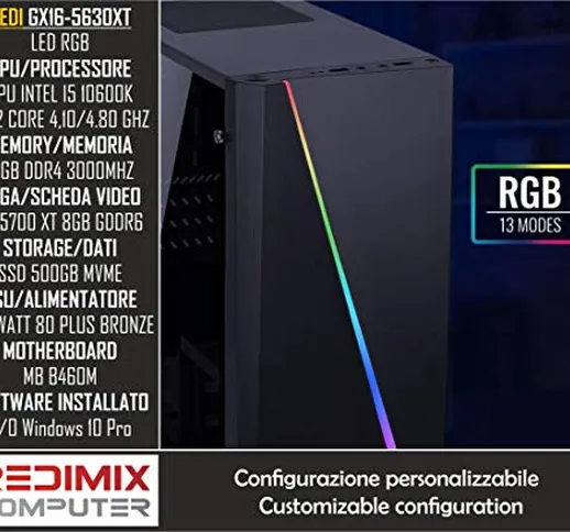 PC GAMING REDI GX16-5630XT I5-10600K B460M RX 5700 XT 16GB DDR4 3000MHZ SSD 500GB NVME 650...