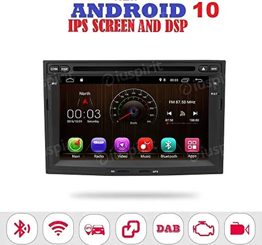 ANDROID 10 GPS DVD USB SD WI-FI MirrorLink Bluetooth autoradio navigatore per Peugeot Part...