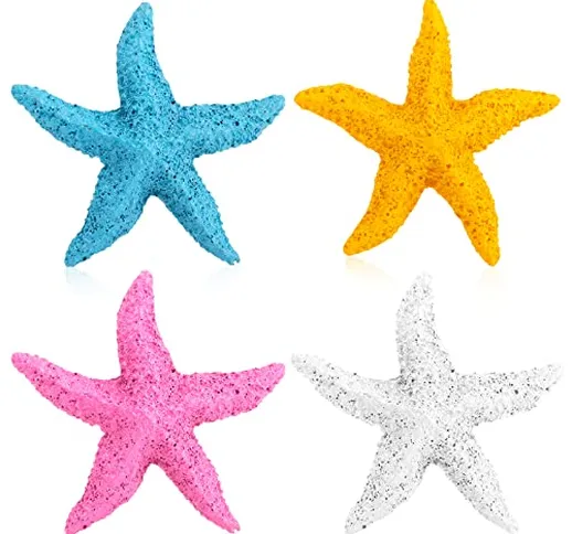 Cobee Ornamento per acquario di stelle marine realistiche, 4 pezzi Decorazione per acquari...