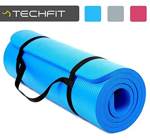 TechFit Fitness Yoga Tappetino, 15mm Extra Spessore, 180 x 60 cm, Ideale per Palestra, Ese...