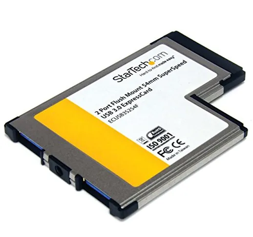 StarTech.com Adatattore Scheda Expresscard Superspeed USB 3.0 da 54 Mm a Scomparsa a 2 Por...