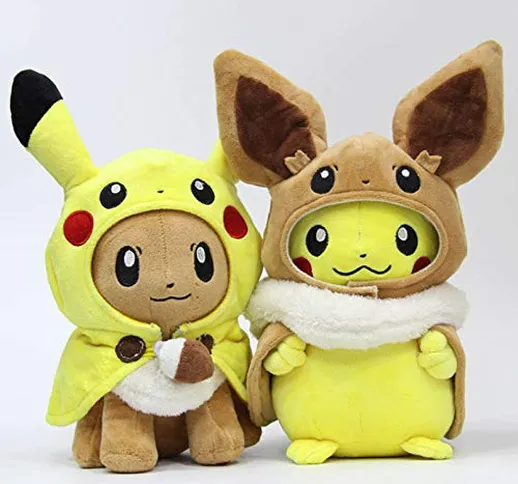 LMSG Pokemon Pikachu Eevee Peluche 30 Cm, Anime Cartoon Cosplay Bambola di Pezza Bambini N...