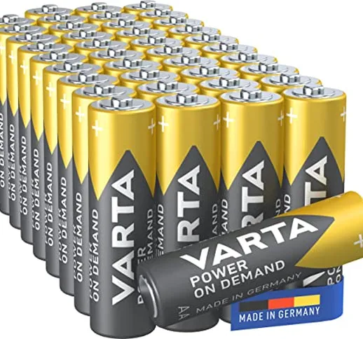 Varta Batterie Power on Demand AA Mignon, Pacco Scorta da 40 in Confezione Smart, Flessibi...