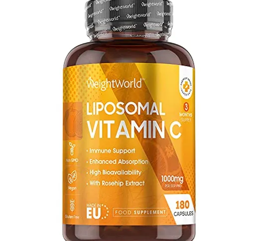 Vitamina C Liposomiale 1000mg - 180 Capsule Vegan (Scorta di 3 Mesi) - La Vitamina C Contr...