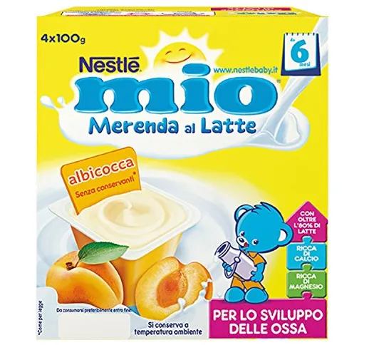 Nestlé Mio Merenda al Latte Albicocca, da 6 Mesi, 1 Confezione da 4 Vasetti