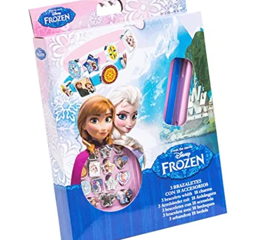 Disney 92075- Frozen 3 Braccialetti con 18 Charms da Applicare, 15 x 2.5 x 20 cm