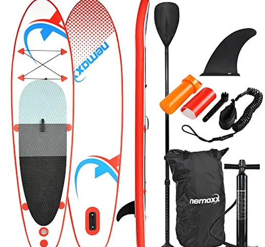 Nemaxx Tavola da paddel Surf SUP 305x76x10cmcm, Rosso/Blu - tavola da paddel Board, tavola...