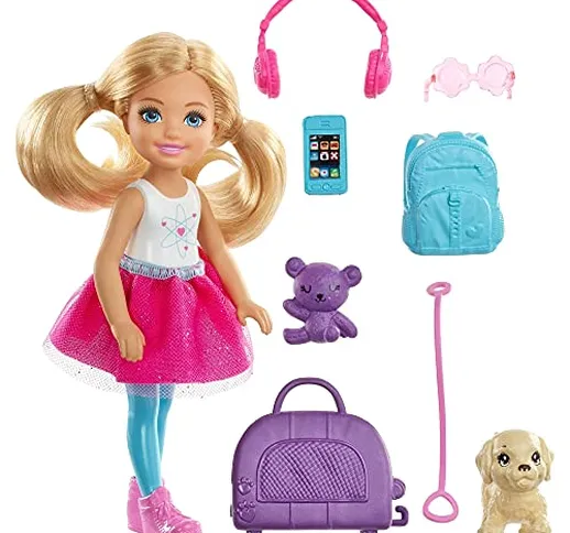 Barbie Dreamhouse Adventures- Bambola Chelsea con Cucciolo e Accessori, Giocattolo per Bam...
