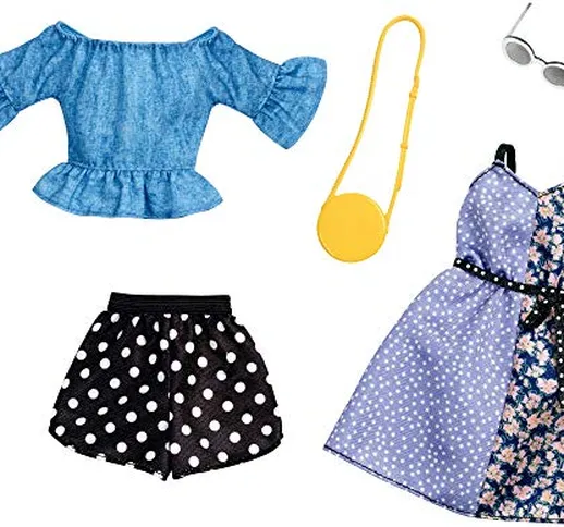 Barbie Fashion Set Vestiti, Due Outfit Maglietta Polka Dots e Vestito Polka, per Bambini 3...