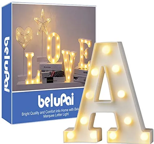 Luci LED decorative a forma di lettere dell’alfabeto, colore bianco, alimentate a batteria...