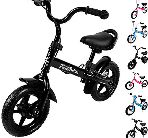 Deuba Bicicletta senza pedali bici per bambini 10” bici equilibrio altezza regolabile con...