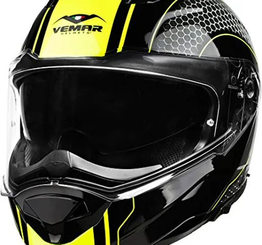 Vemar Sharki Matt Hive Fluo Casco, Giallo, Taglia 2XL