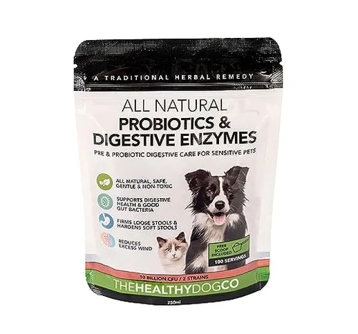 The Healthy Dog Co Probiotici Naturali, Enzimi Digestivi - 10B CFU, 2 Linee - Anti Flatule...