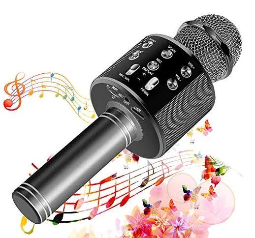 SunTop Microfono Karaoke Bluetooth, Bluetooth Altoparlante, Microfono Wireless, Bluetooth...