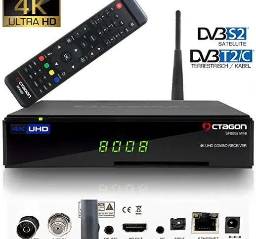 Octagon SF8008 Mini ricevitore UHD 4K E2 2160p H.265 E2 Linux WiFi DVB-S2X & T2C Combo
