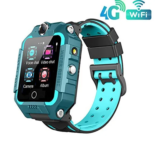 B&H-ERX Smartwatch Impermeabile GPS per Bambini 4G con Chiamata WiFi Video Chat Videocamer...