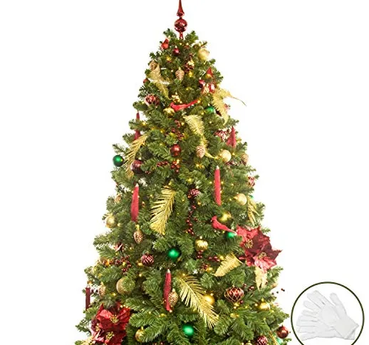 Busybee Albero di Natale da 210 cm con 360 luci a LED e Ornamenti da 139 Pezzi Decorazioni...