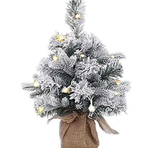 A-SZCXTOP - Mini albero di Natale con albero di Natale artificiale coperto di neve, per ca...