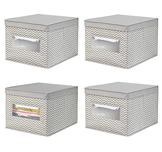 mDesign Set da 4 scatole per armadio in tessuto – Scatola contenitore portabiancheria per...