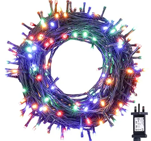 OUSFOT luci di Natale 25M 250 LED 8 modalità multi-colore Xmas Fairy String luci con spina...