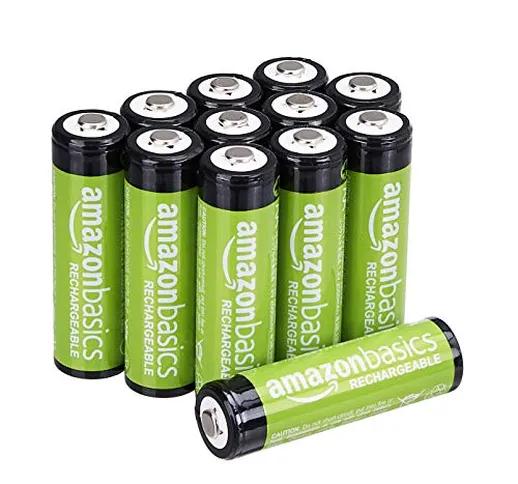 Amazon Basics - Batterie ricaricabili AA (confezione da 12), 2000 mAh, pre-caricate