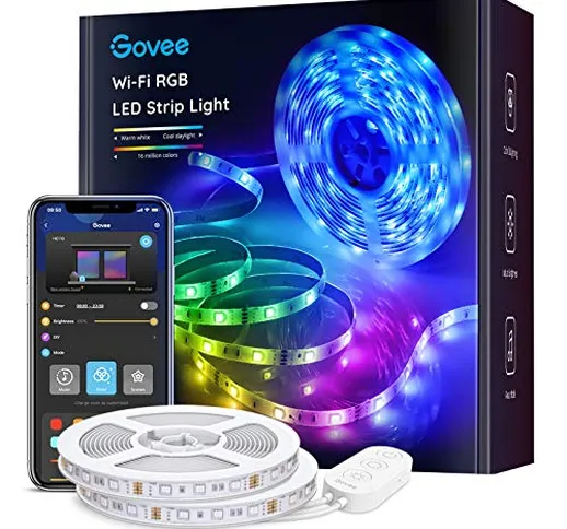 Govee Striscia LED, Smart 2 rotoli da 5m WiFi RGB, Compatibile con Alexa e Google Assistan...