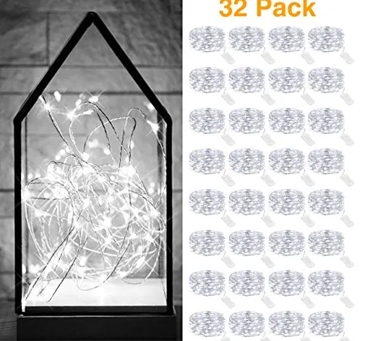 Onforu 32 Pezzi Stringa Luci LED a Batteria, 1.5M 30 LEDs Catena Luminosa di Filo Rame, 60...