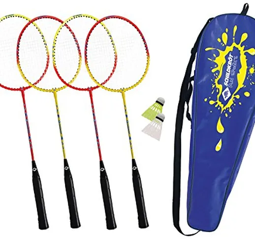 Schildkröt Funsports, Schildkröt Set da Badminton per 4 Giocatori, 4 Racchette, 2 Volani,...