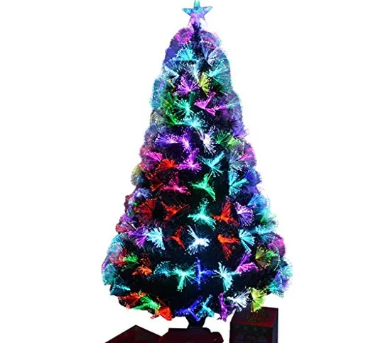 Alberi di natale artificiali Fibra Ottica Albero di Natale, Verde, Multicolore di Colore C...