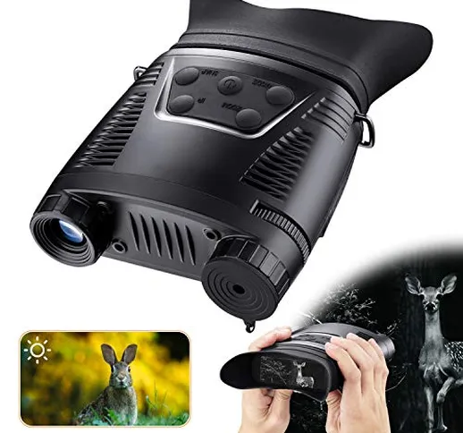 HUTACT Binocolo Infrarossi Visione Notturna HD Digitale, Scheda TF da 32 GB, Schermo LCD d...