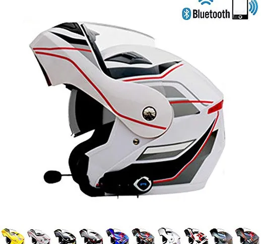 Casco Moto modulare Motocross Cross Helmet Casco Moto Bluetooth Integrato - Connetti Navig...