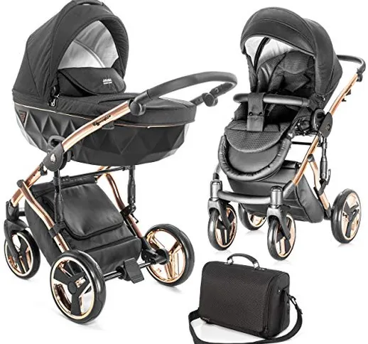 Junama, passeggino combinato “Diamond”, per 1 bambino, con culla, passeggino sportivo, bor...