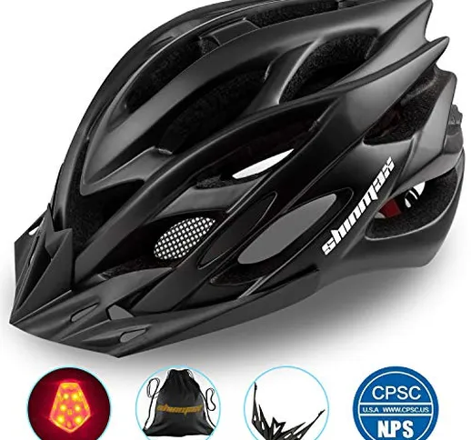 Shinmax Casco Bici con Luce a LED,Casco da Montagna da Strada Specializzato Regolabile Cer...